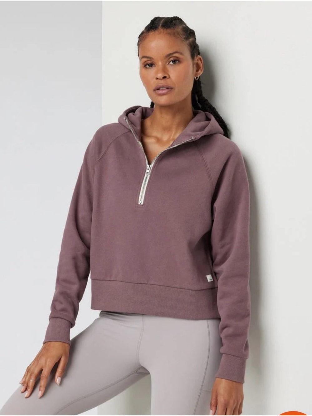 Vuori Restore Half Zip Hoodie Elderberry Mauve Purple Size M